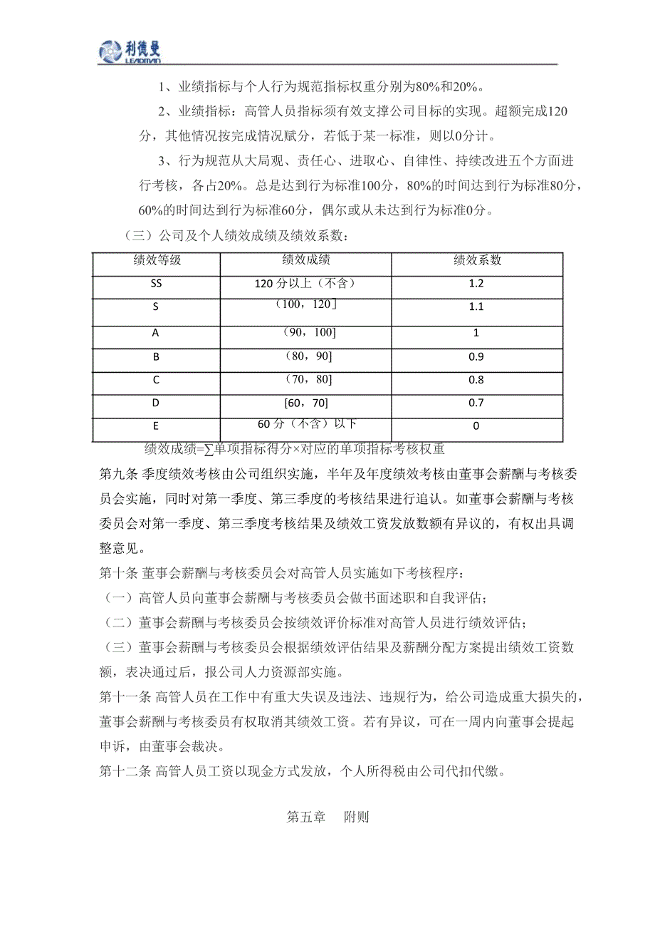 利德曼：高管人员薪酬方案（3月）_第3页