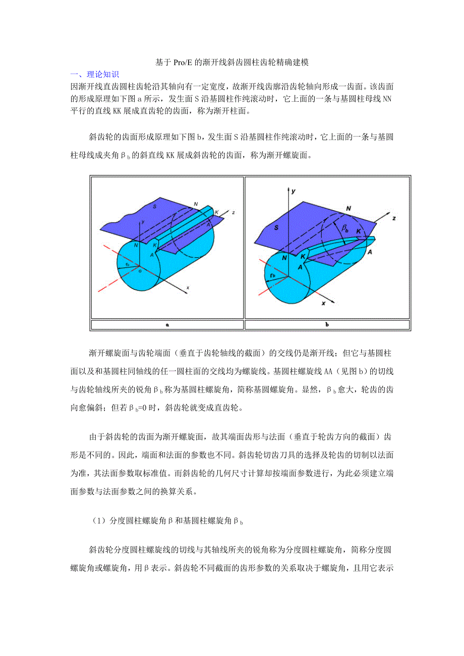 基于proe的渐开线斜齿圆柱齿轮精确建模_第1页