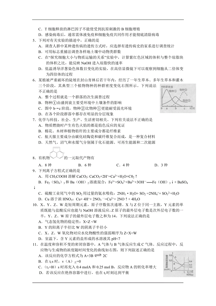 唐山市2014—2015学年度高三年级摸底考试理综综合能力试卷.doc_第2页