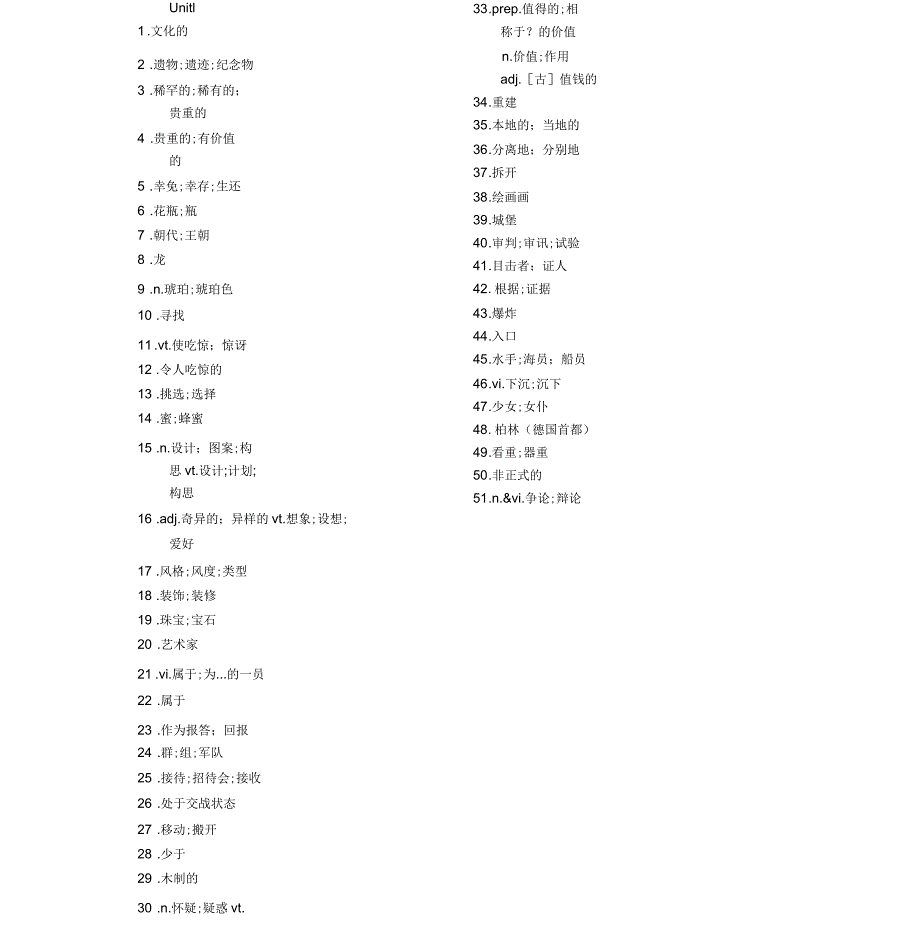 新课标人教高中英语必修二单词表纯中文_第1页