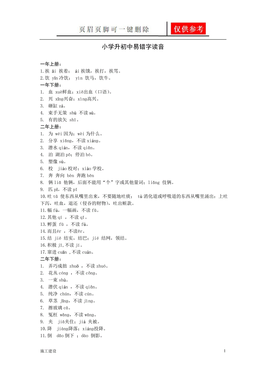 小学升初中易错字读音向上文苑_第1页