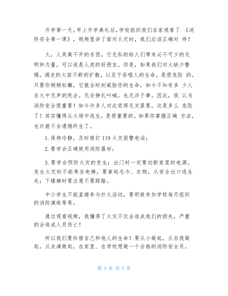 《消防安全第一课》观后感消防安全第一课观后感300字_第4页