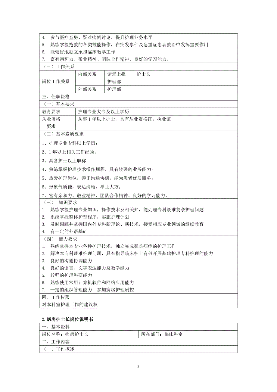 护理岗位说明书_第3页