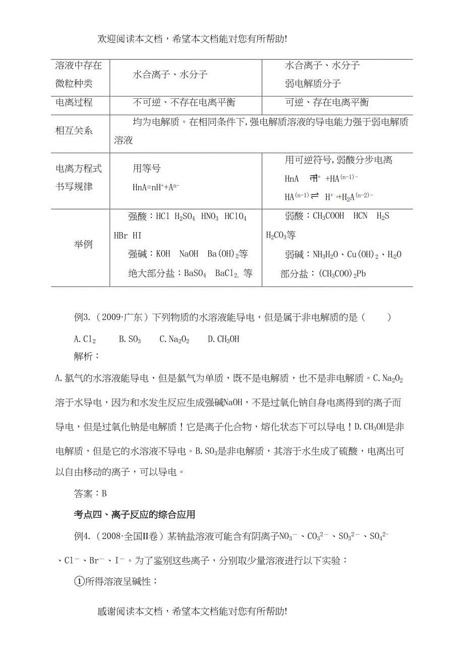 高三化学高考考前20天备战冲刺系列专题2离子反应doc高中化学_第5页