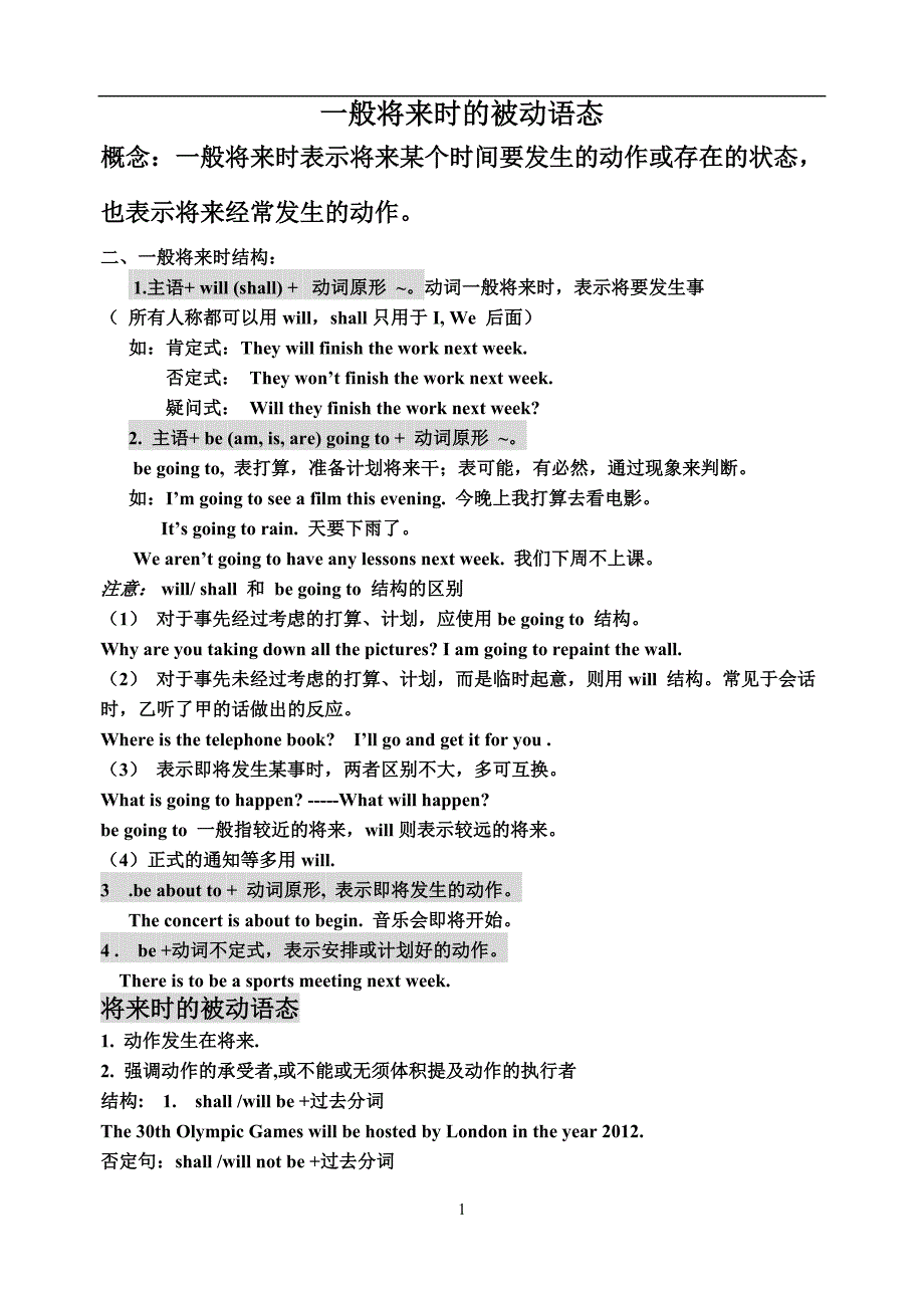 高一一般将来时被动语态_第1页