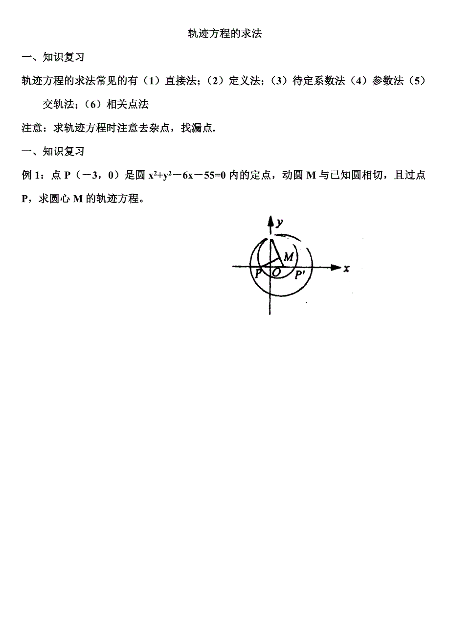 轨迹方程的求法及典型例题含答案_第1页