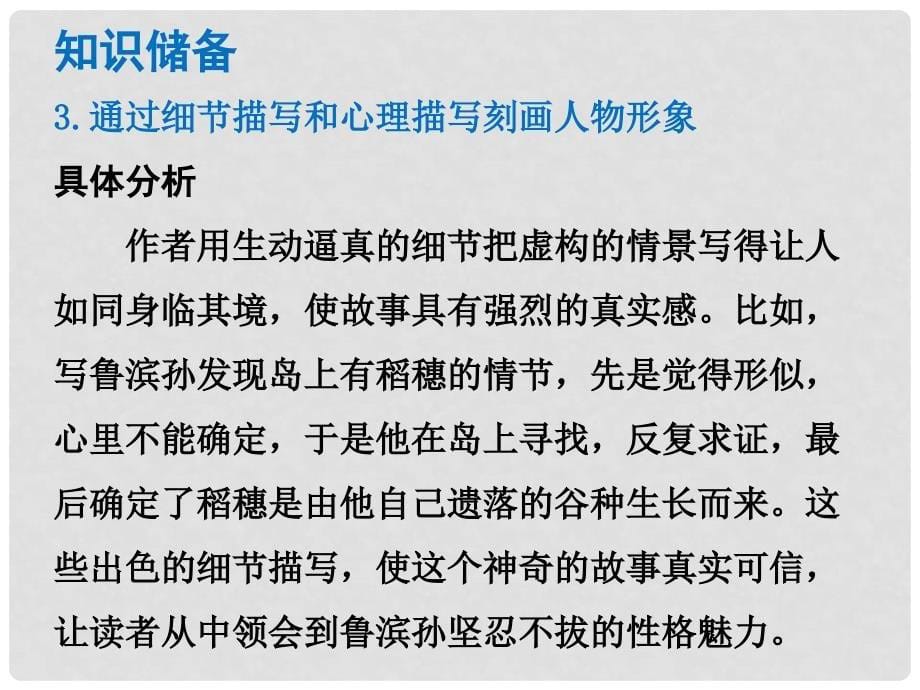 中考语文总复习 中考解读 阅读理解 第四章 名著阅读 第七部《鲁滨孙漂流记》课件_第5页