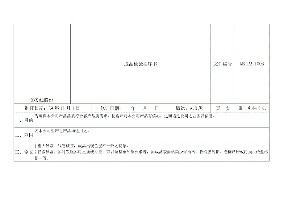 《成品检验程序书》word版_第1页