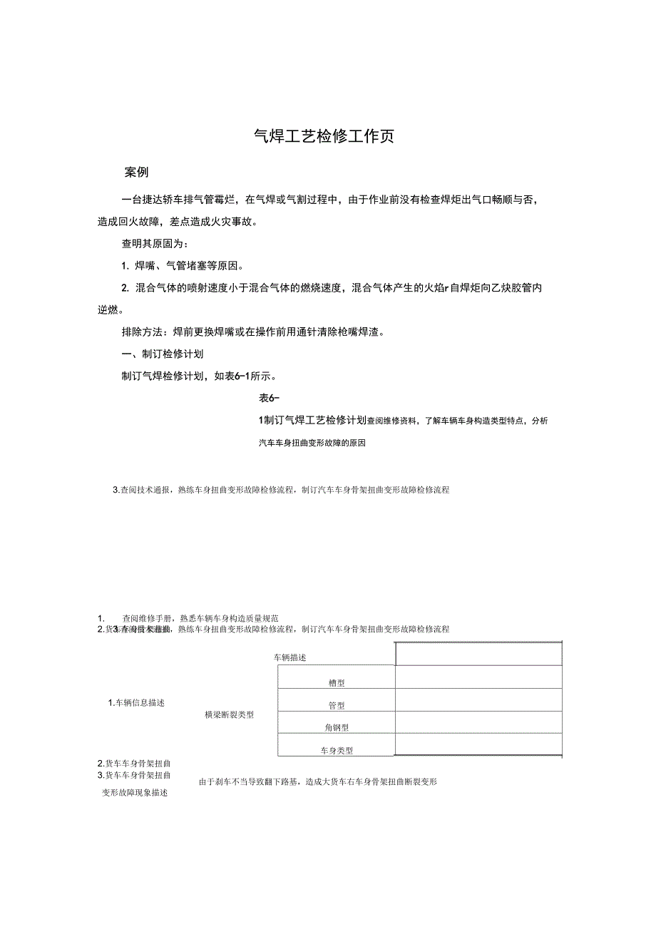 气焊工艺检修工作页_第1页