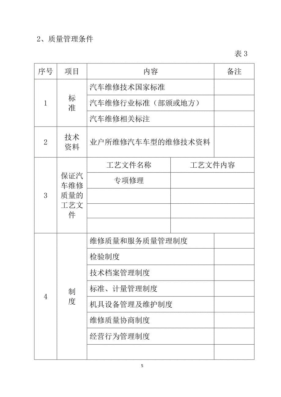 甘肃省三类汽车维修业户开业申请表_第5页