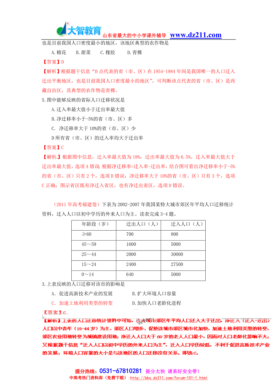 【地理】2011年高考试题分类汇编专题6_人口大智学校资料.doc_第5页