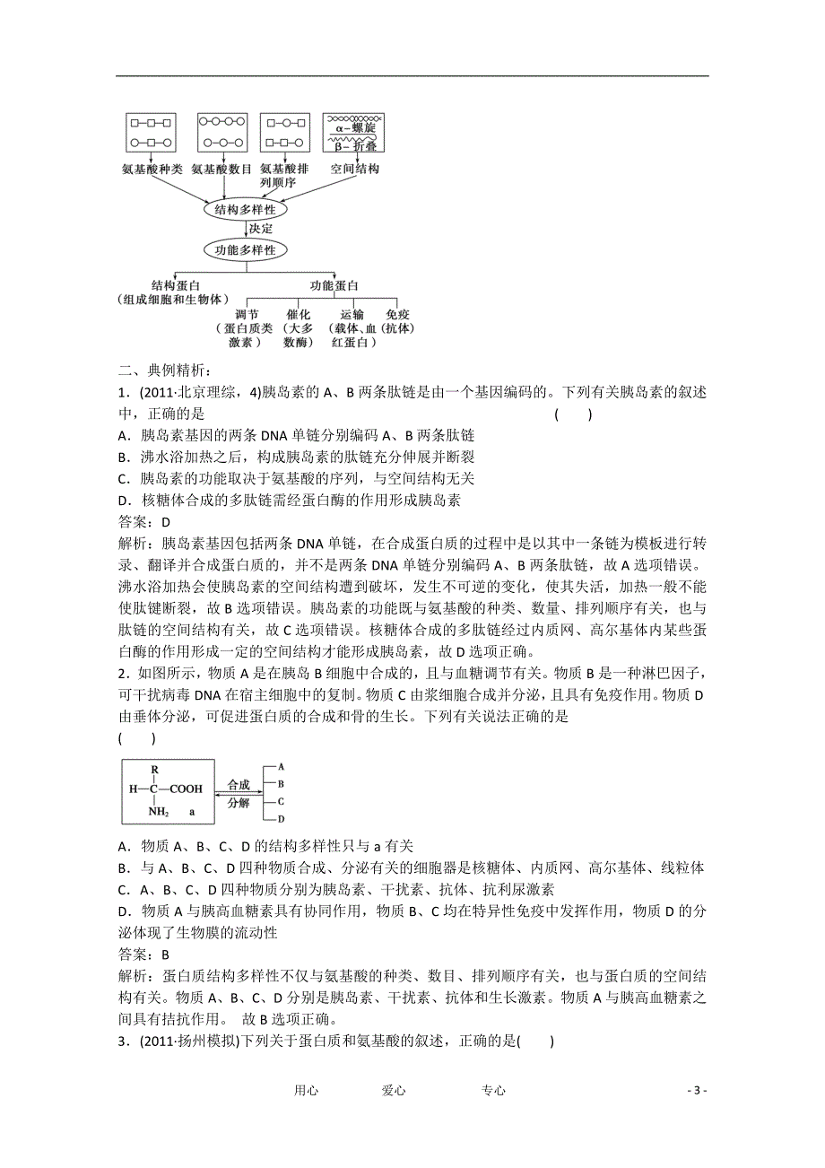 高考生物生命活动的主要承担者蛋白质学案_第3页