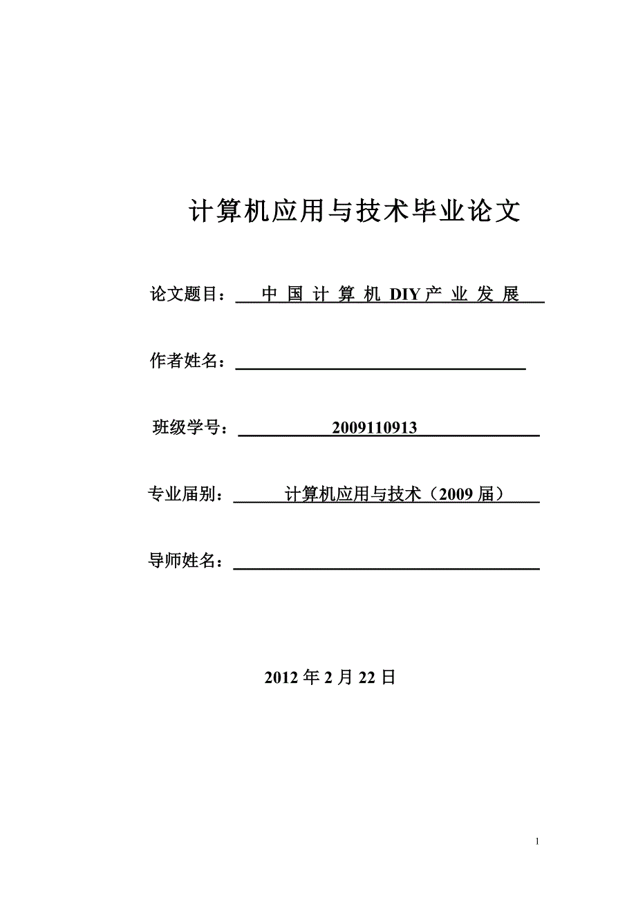 计算机DIY产业发展毕业论文_第1页