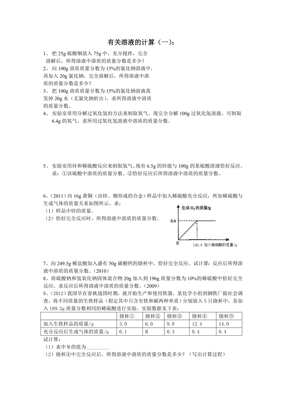 有关溶液的计算_第1页