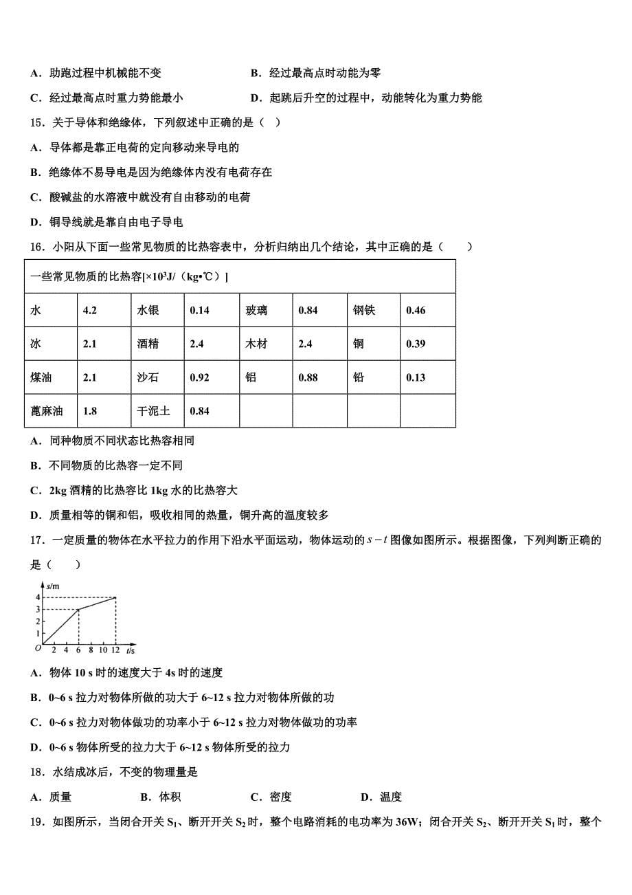 山东省济宁市市中学区2023学年九年级物理第一学期期末学业水平测试模拟试题含解析.doc_第5页