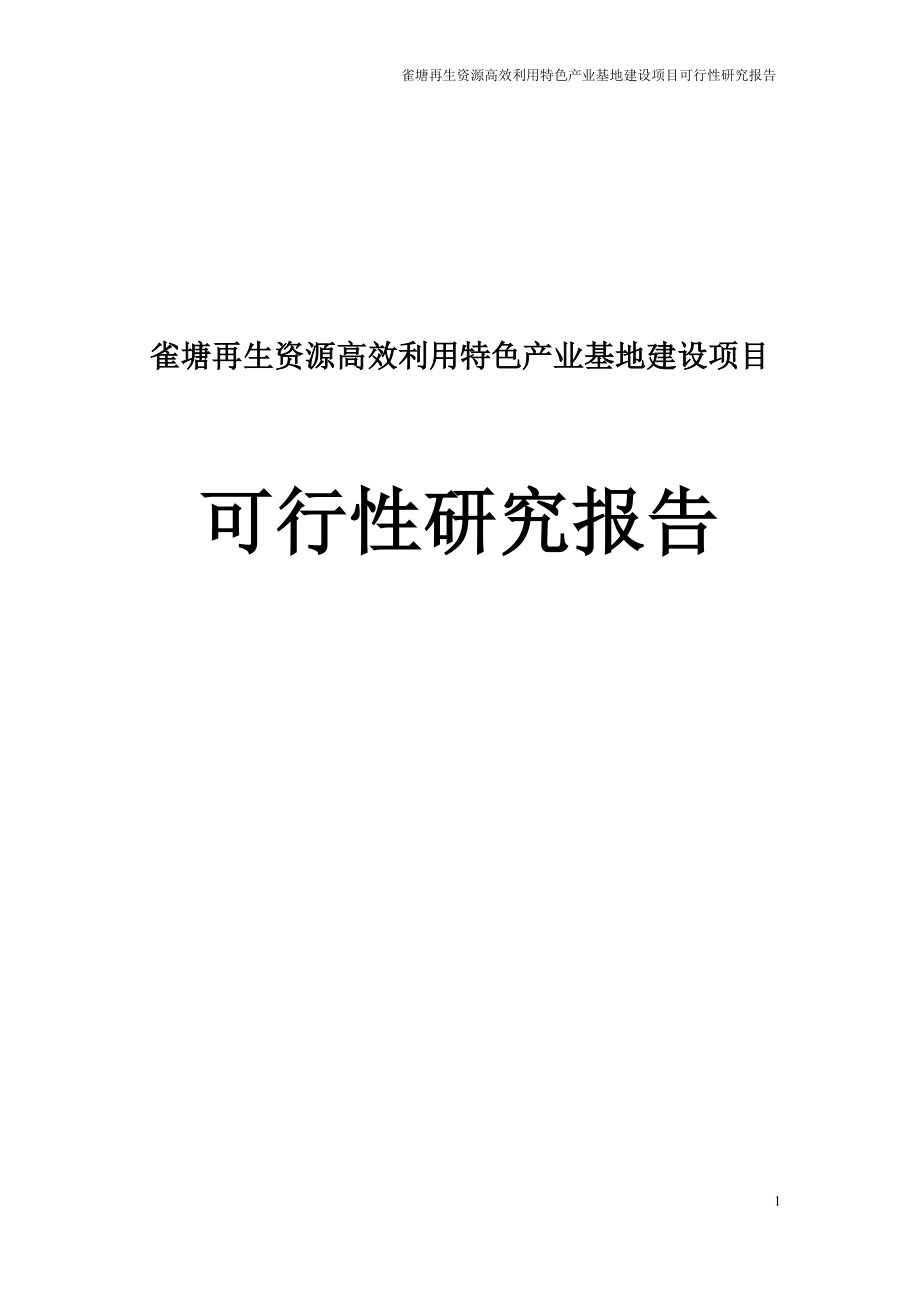 雀塘再生资源利用基地建设谋划报告书正文.doc_第1页