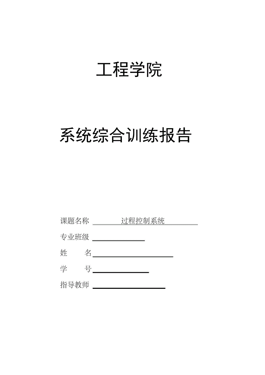 过程控制工程实训_第1页