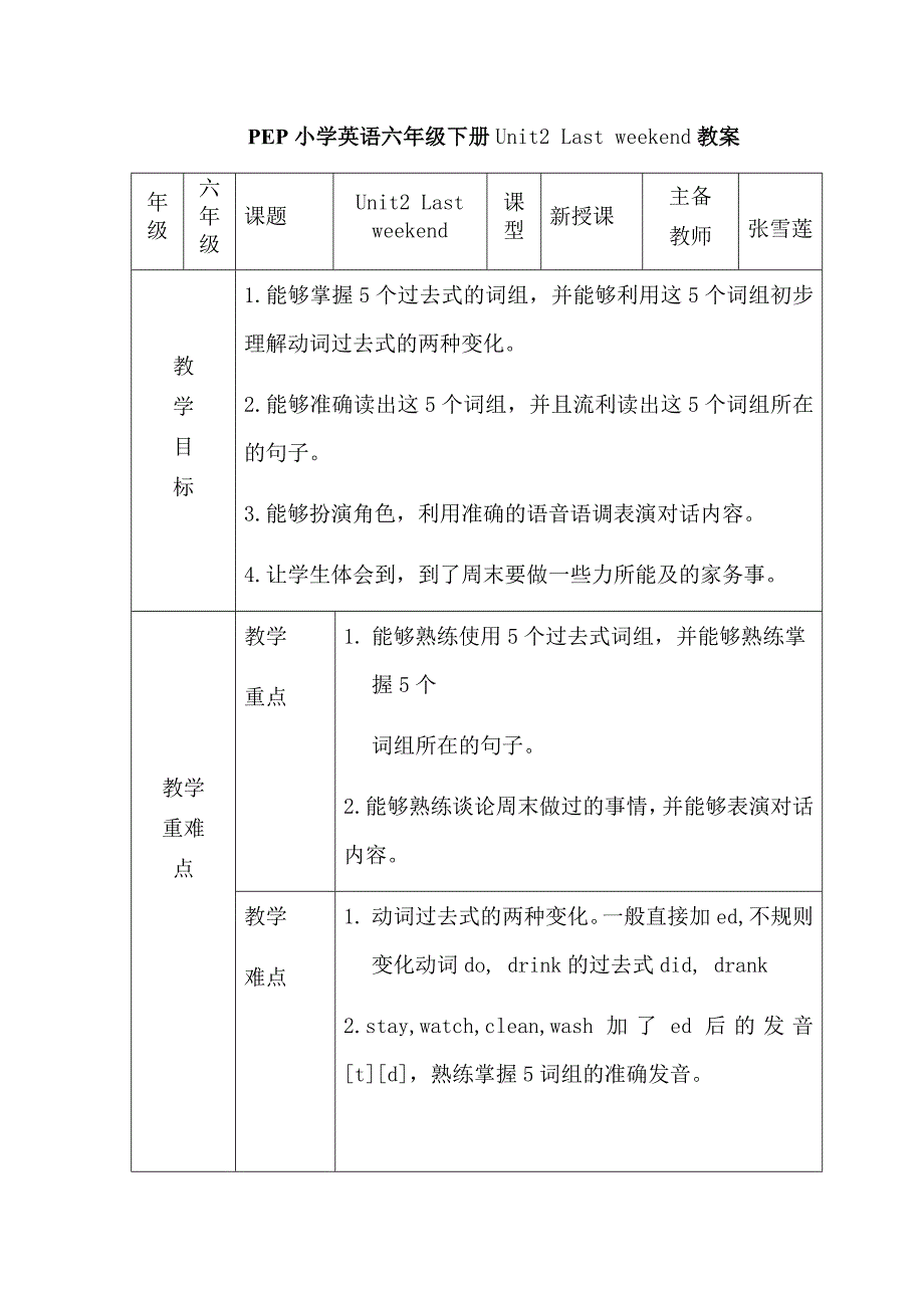 PEP小学英语6年级下册unit2PartA教案_第1页