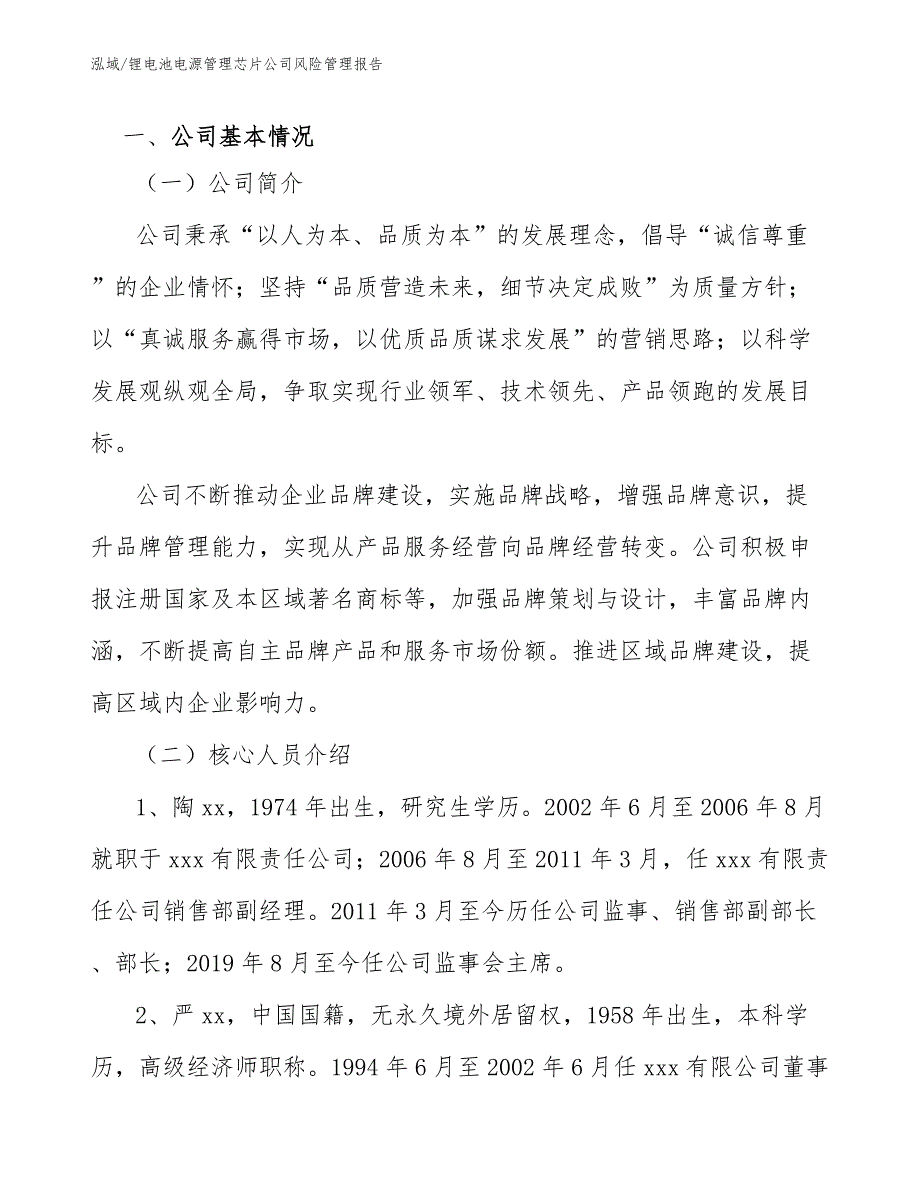 锂电池电源管理芯片公司风险管理报告_范文_第3页