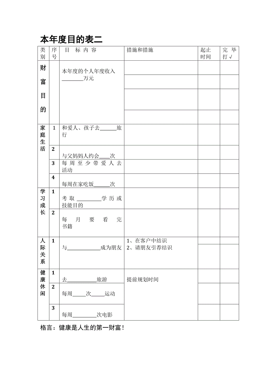 工作目标表格_第2页