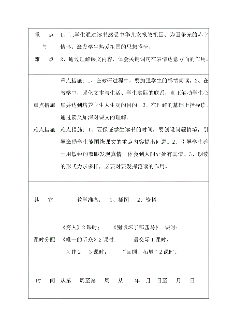 (完整word版)人教版小学六年级语文上册单元集体备课.doc_第4页