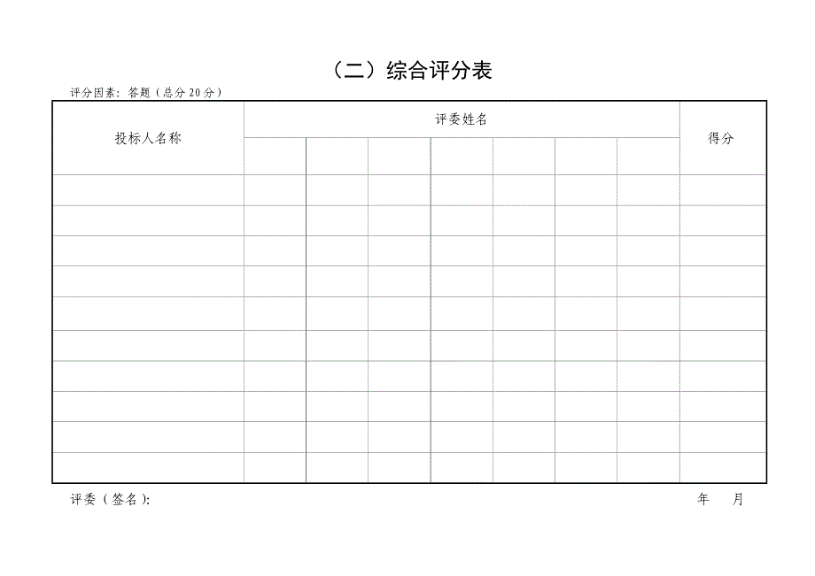 建设工程招投标项目经理面试评分表_第4页