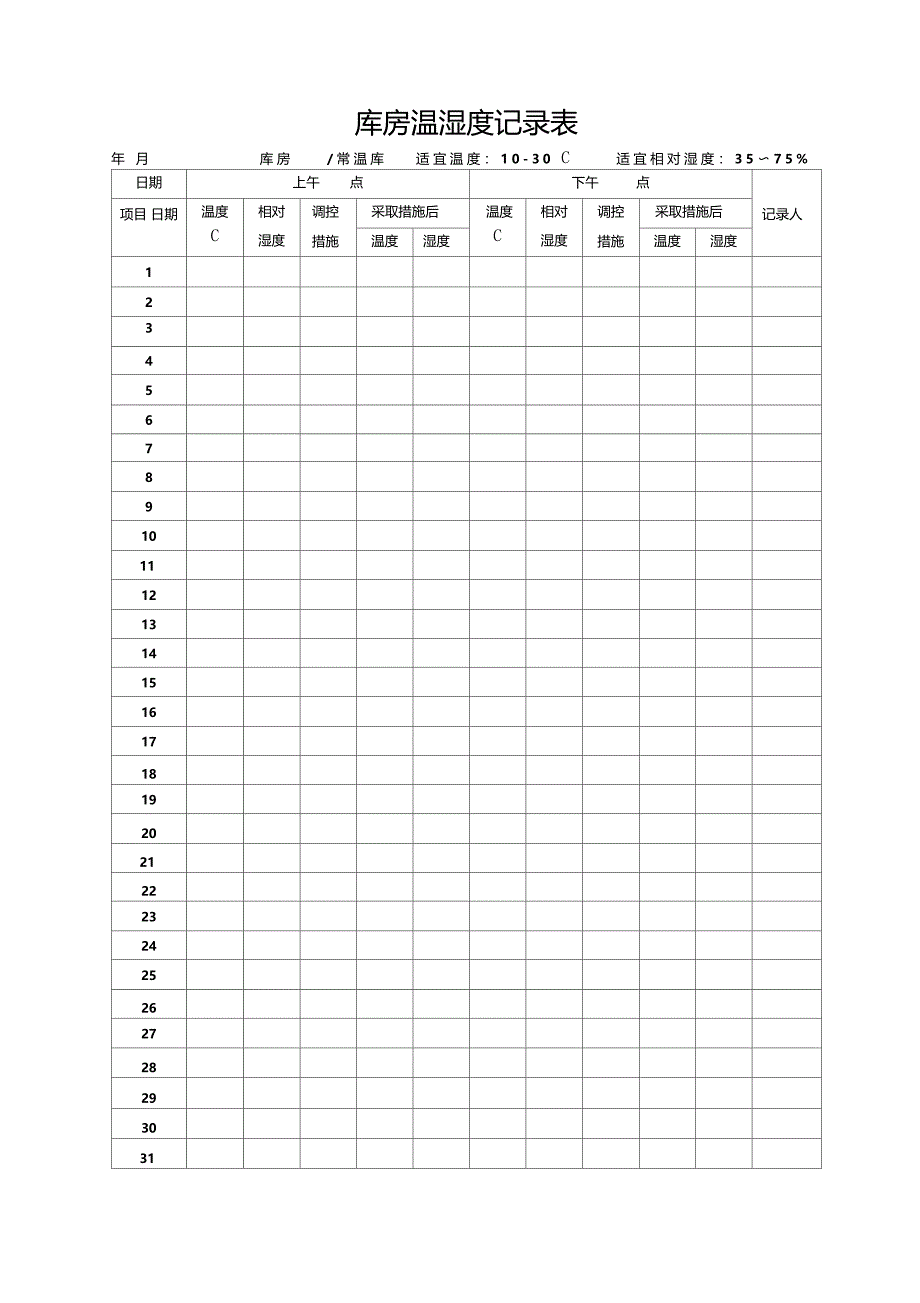 温湿度记录表汇总_第1页
