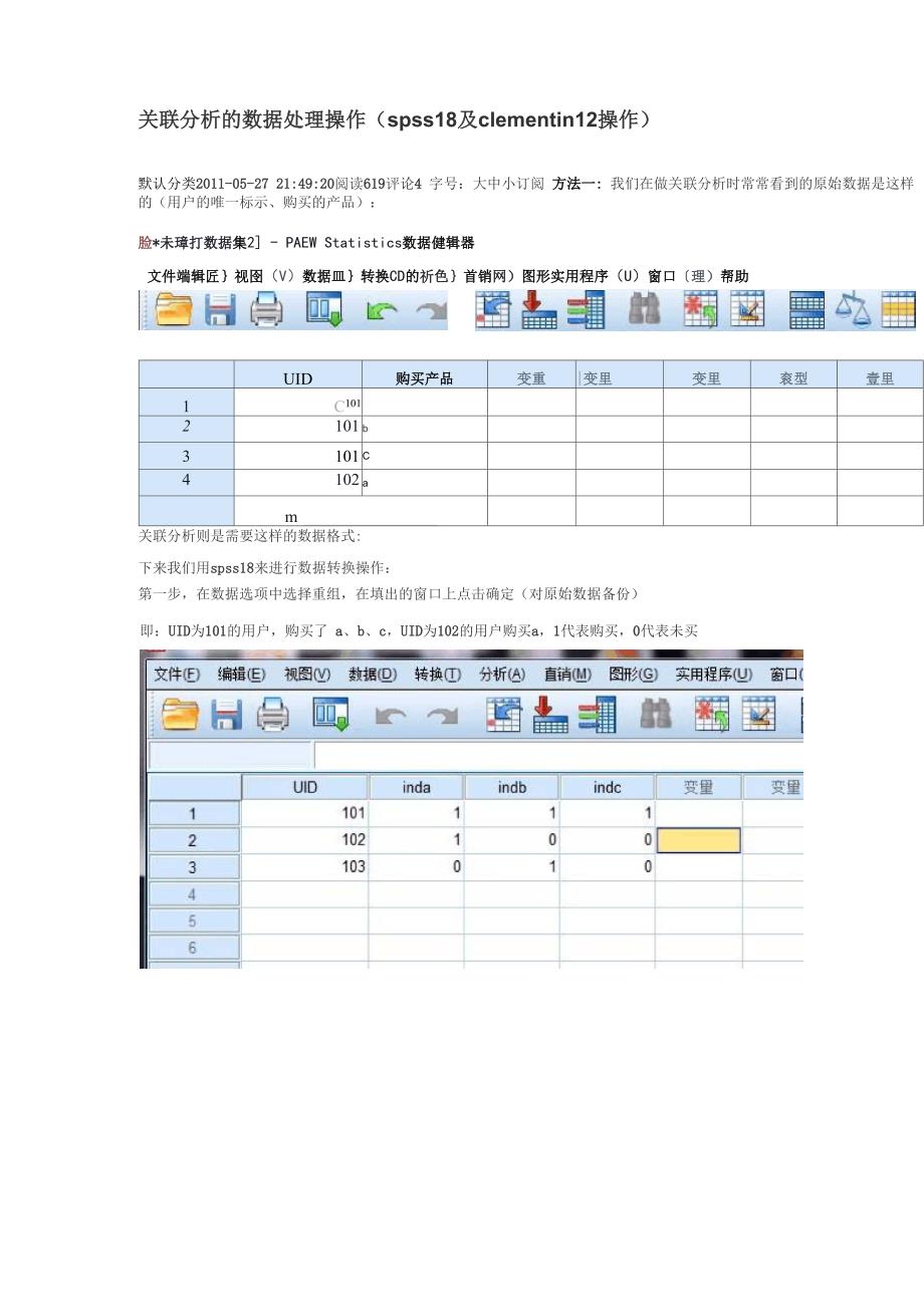 关联分析的数据处理操作_第1页