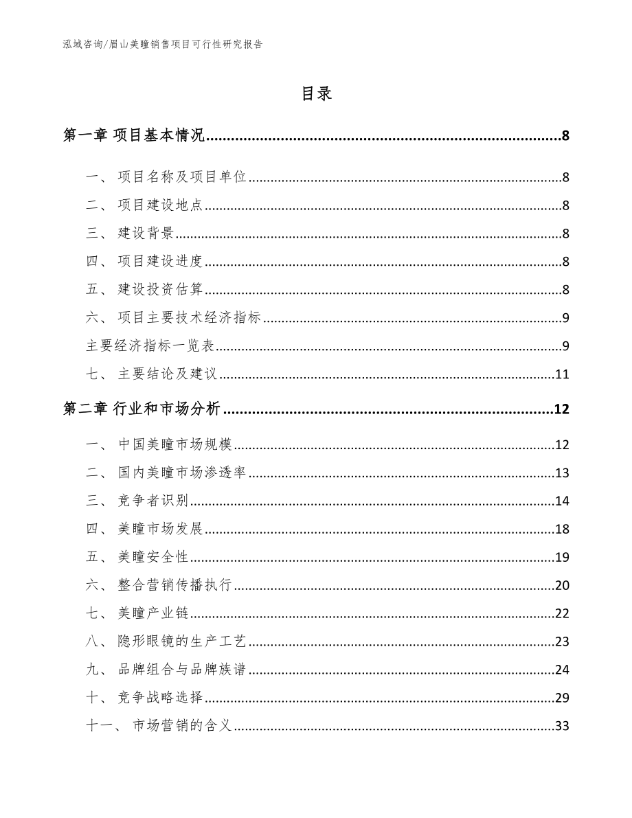 眉山美瞳销售项目可行性研究报告_范文模板_第2页