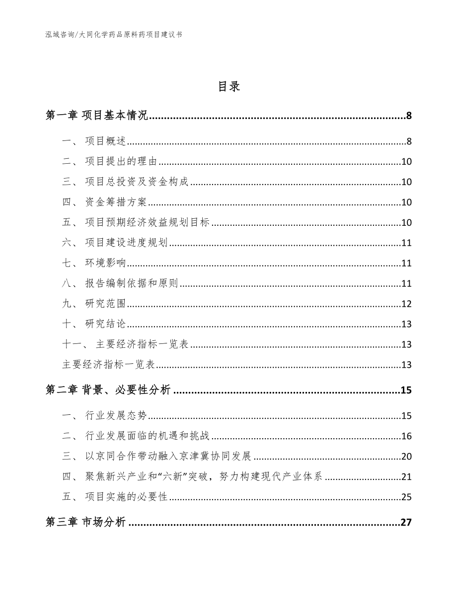 大同化学药品原料药项目建议书模板范本_第2页