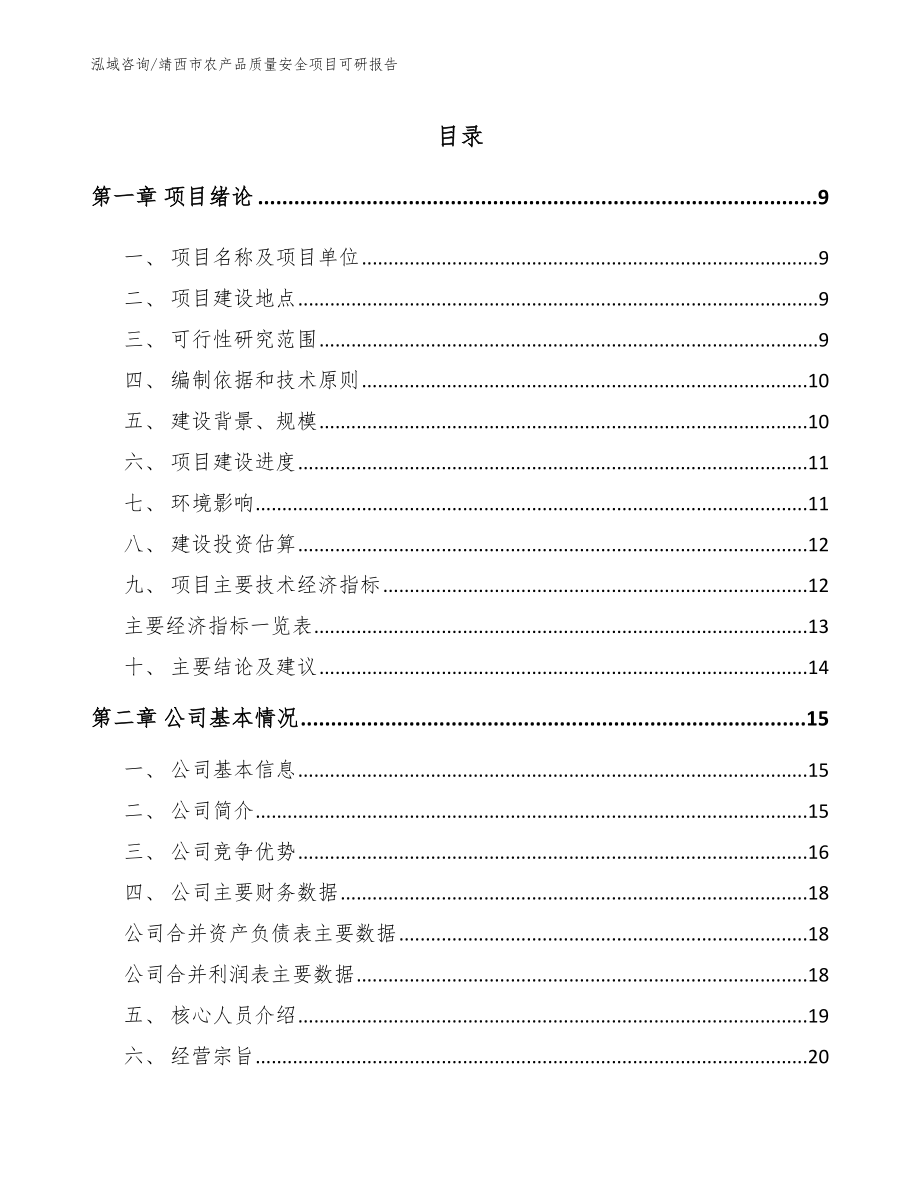 靖西市农产品质量安全项目可研报告_参考范文_第1页