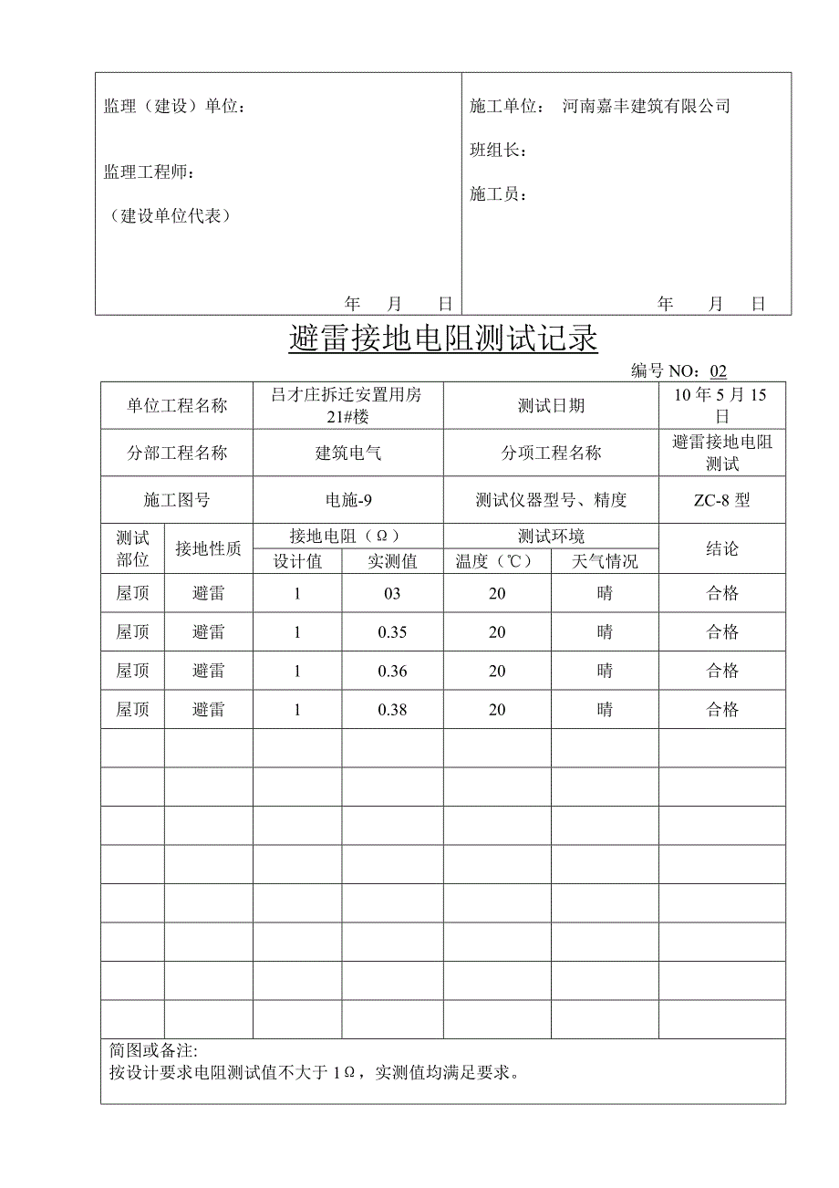 避雷接地电阻测试记录文本_第2页