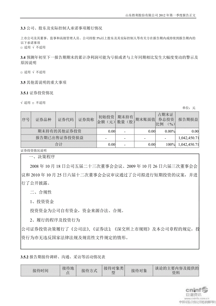 胜利股份：第一季度报告正文_第4页