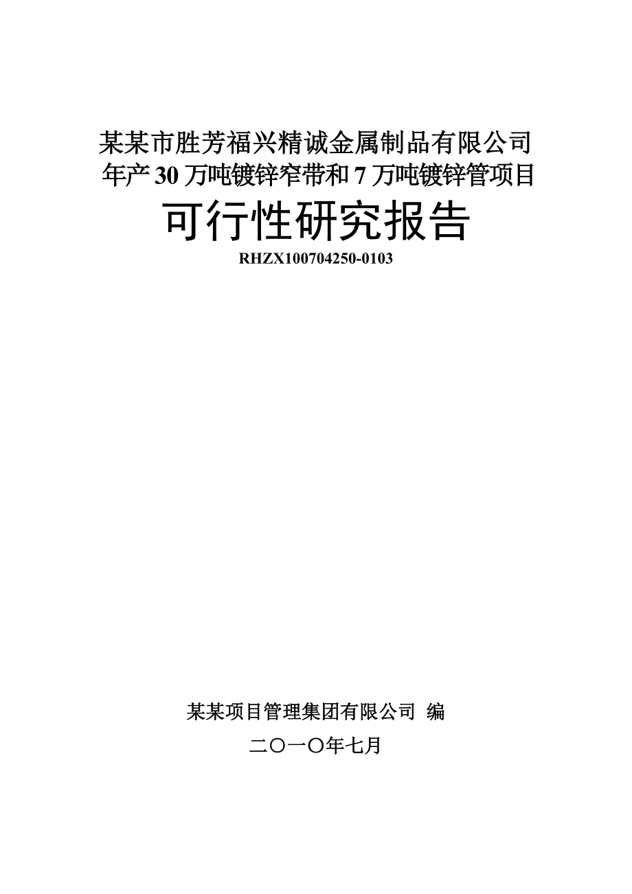 镀锌窄带镀锌管项目建设投资可行性分析报告.doc_第1页