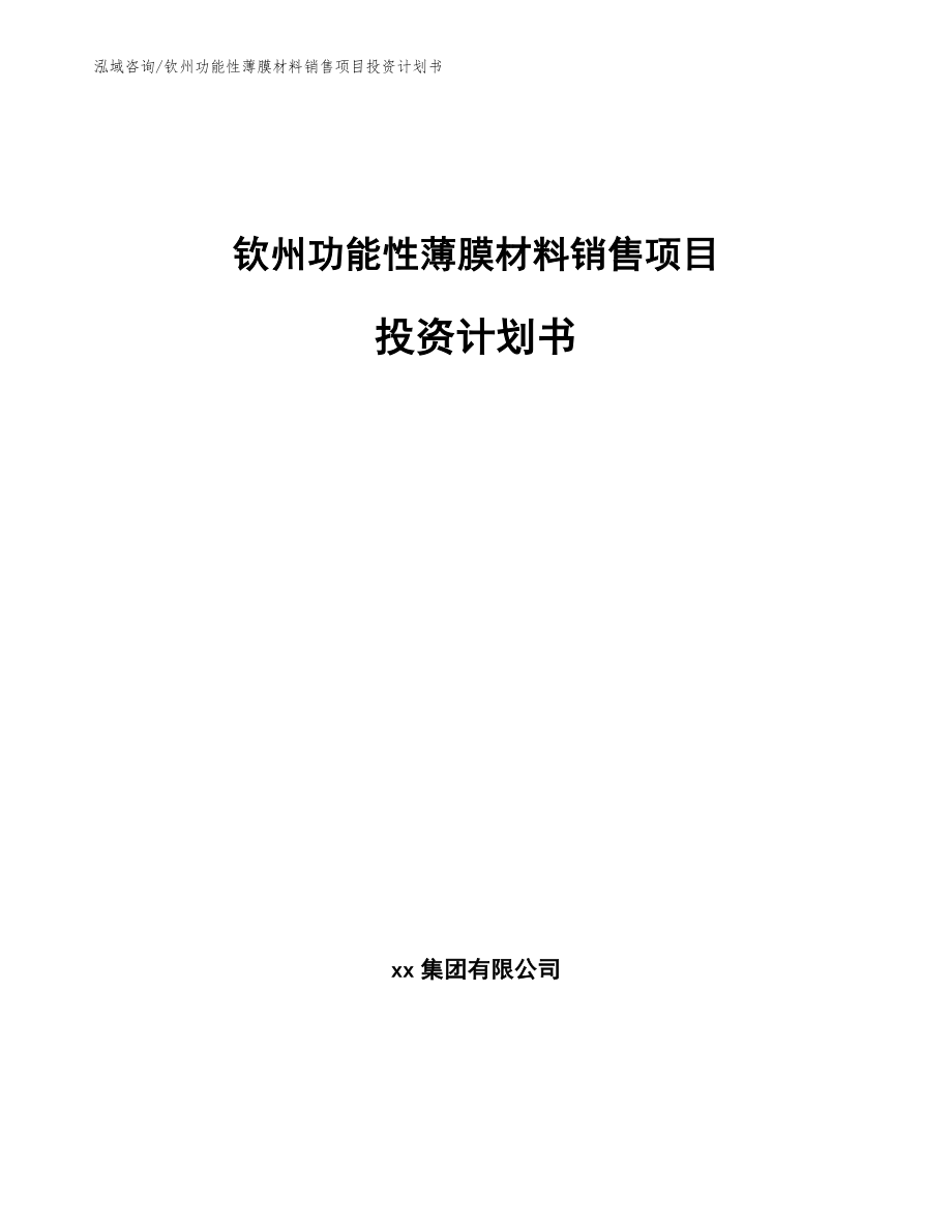 钦州功能性薄膜材料销售项目投资计划书模板_第1页