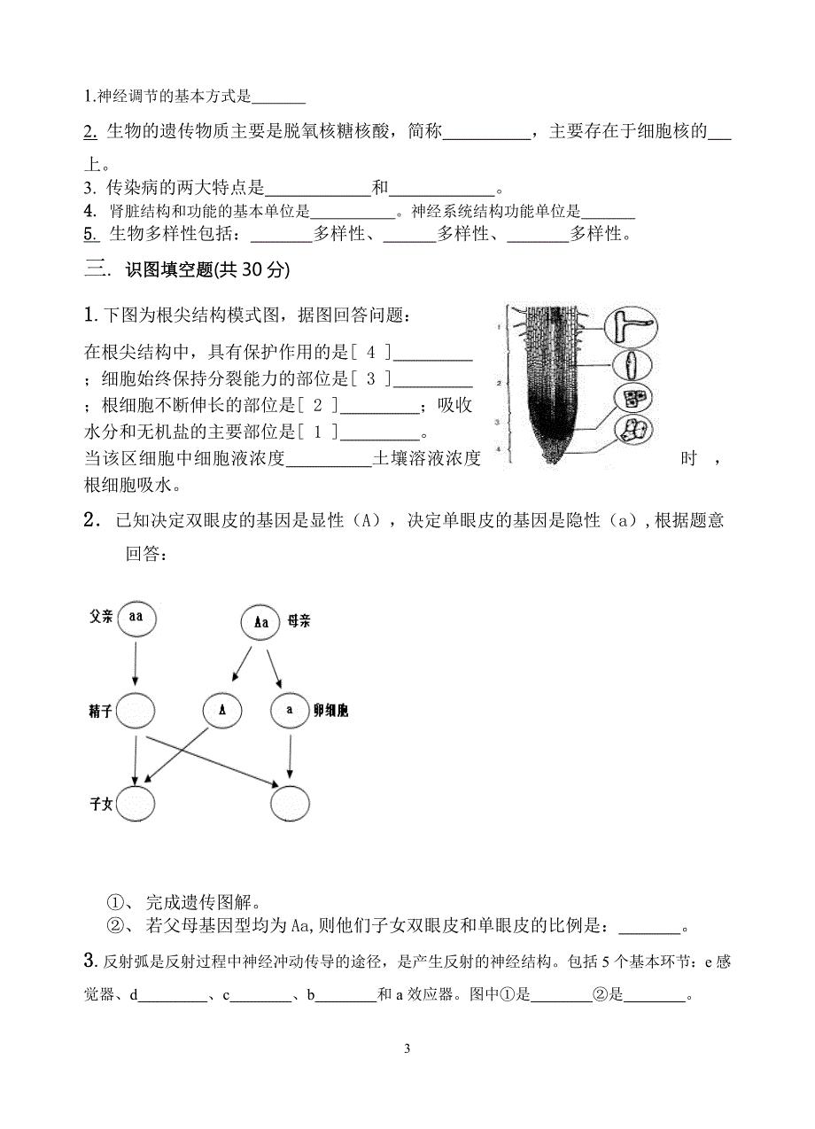 初二生物模拟卷_第3页