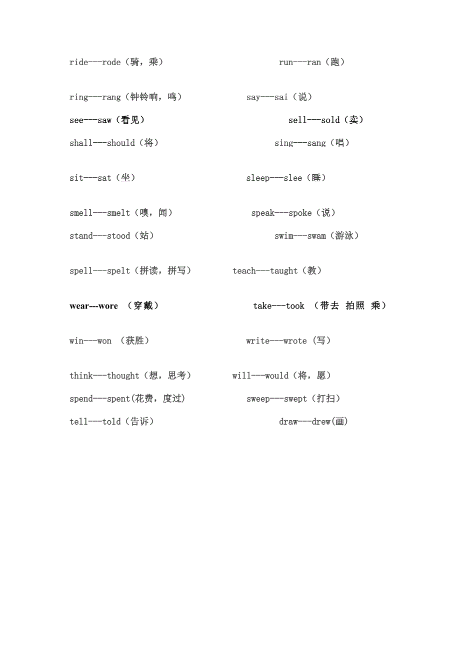 小学生不规则动词的过去式_第2页