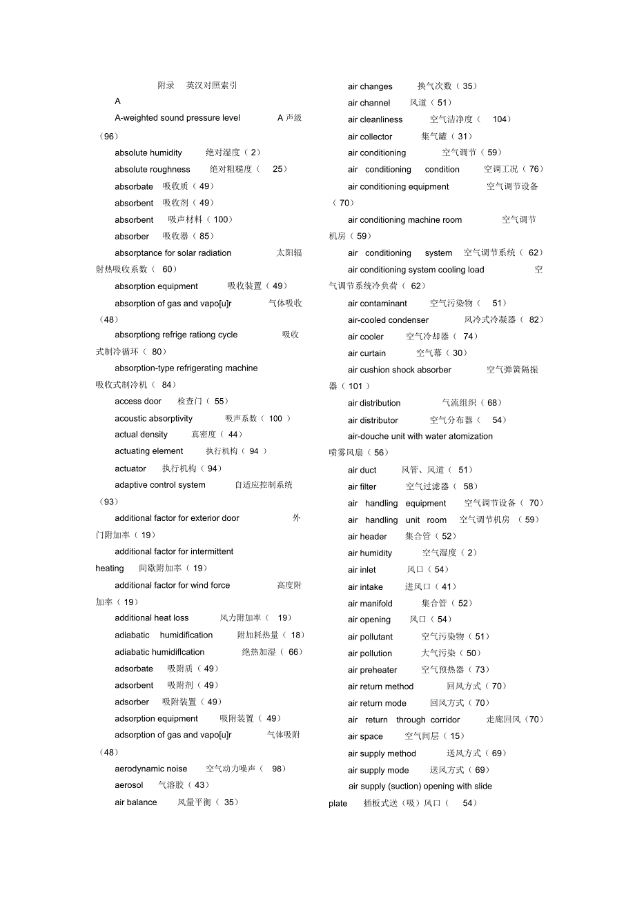 暖通空调英语专业词汇大全_第1页