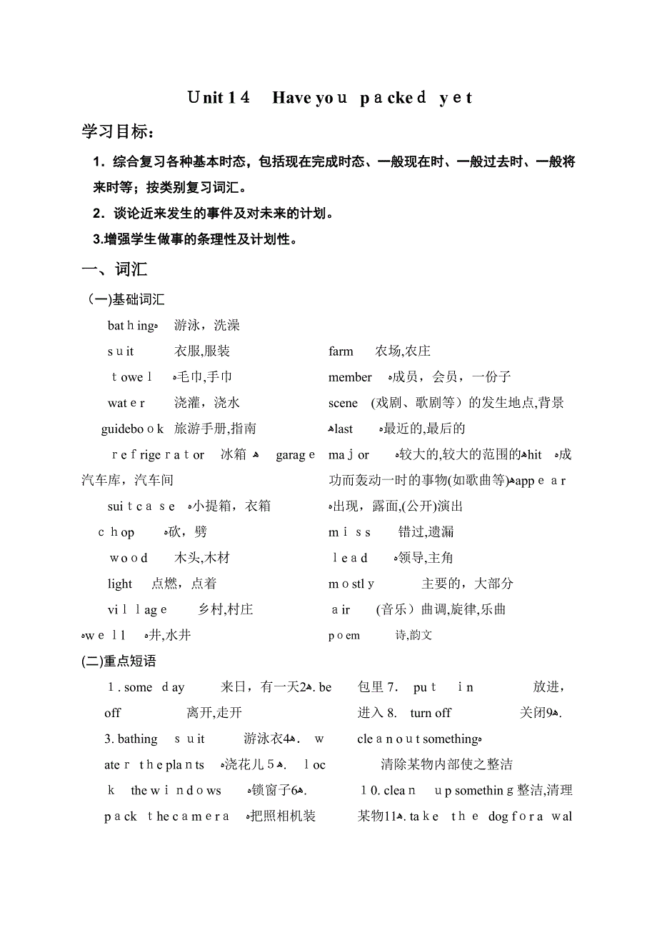 九年级Unit14内容总结及练习题2_第1页