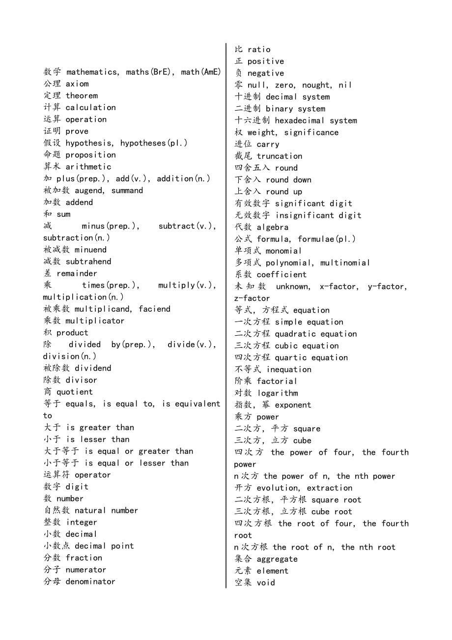 数学专业英语常用词汇_第5页