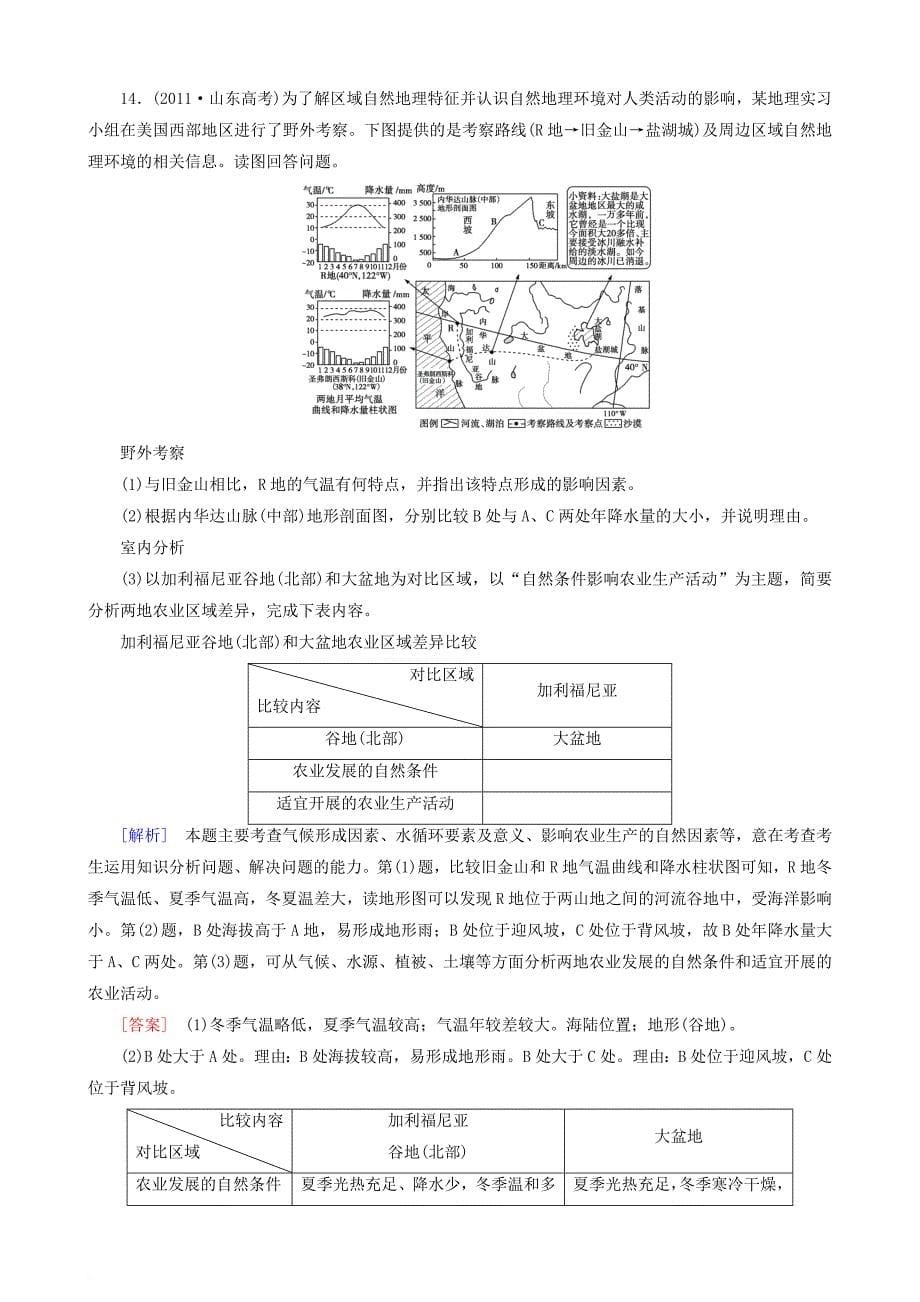 高考地理 选考 区域地理 第二部分 第14课时 西半球的国家——美国课时练习一新人教版_第5页