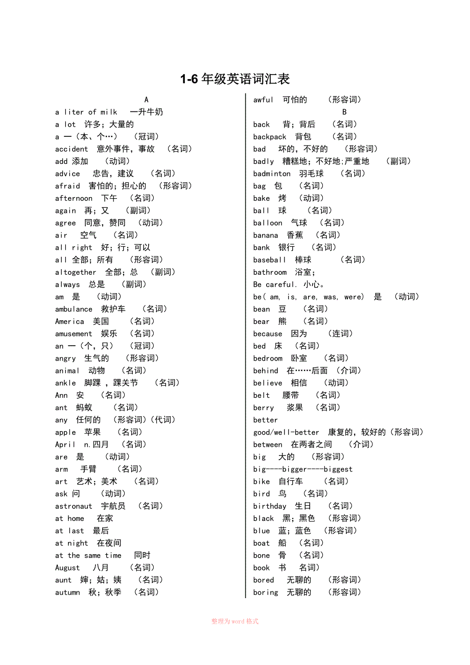 小学英语单词汇总_第1页