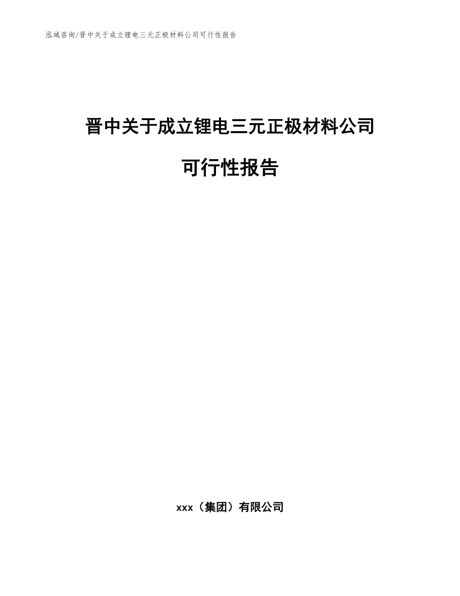 晋中关于成立锂电三元正极材料公司可行性报告【模板范文】_第1页