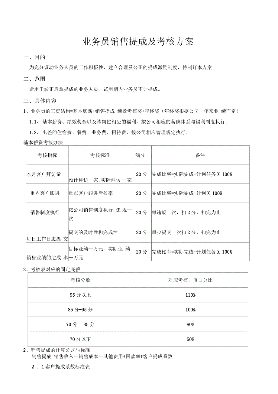 业务员销售提成方案_第1页