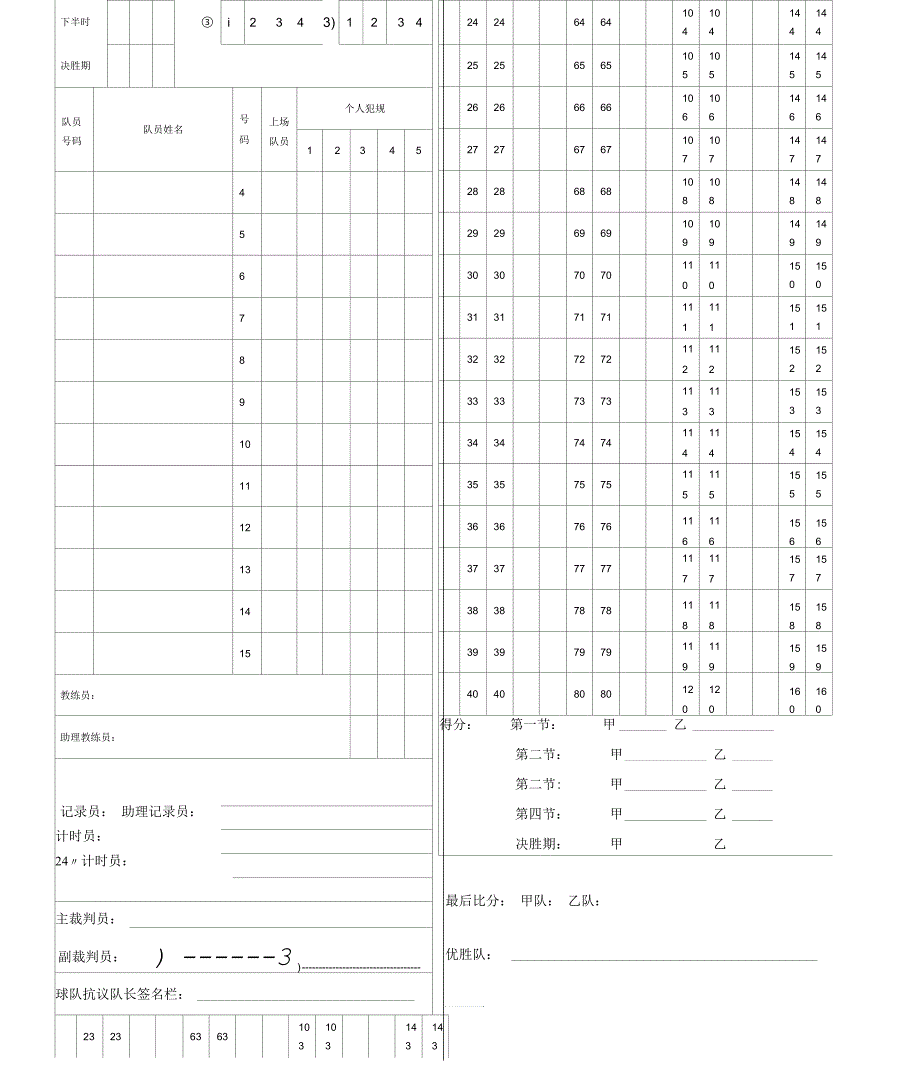 篮球比赛积分记录表格_第3页