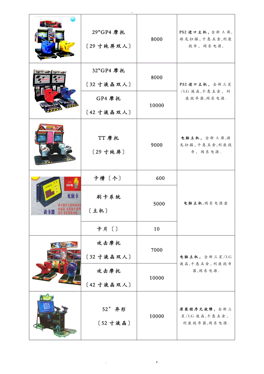 游戏厅游戏机价格表_第4页