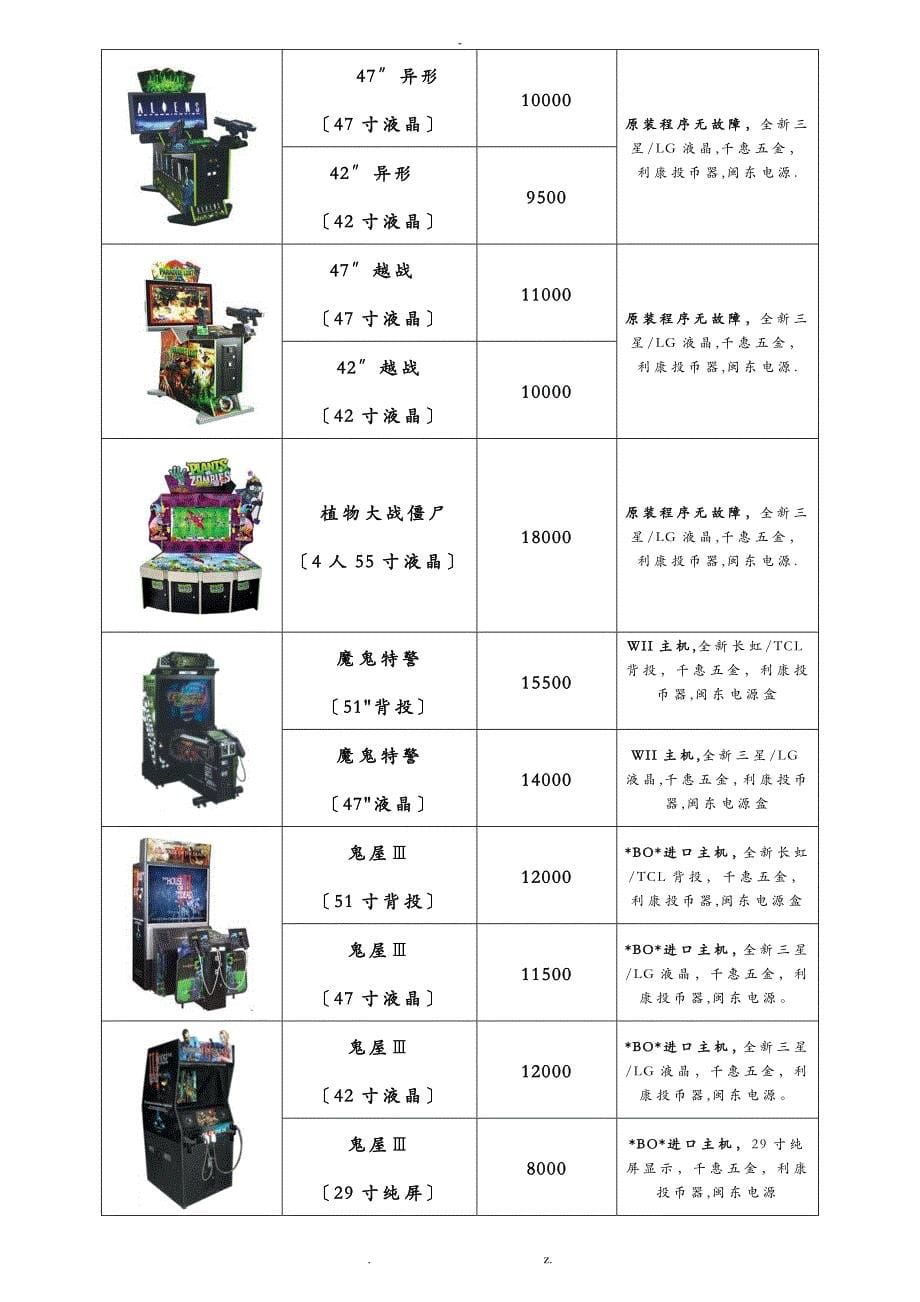 游戏厅游戏机价格表_第5页