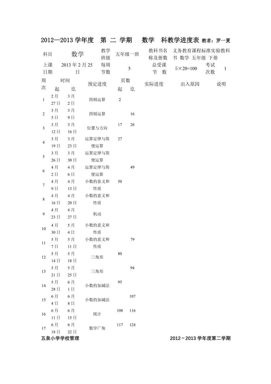 四下进度表2012_第5页