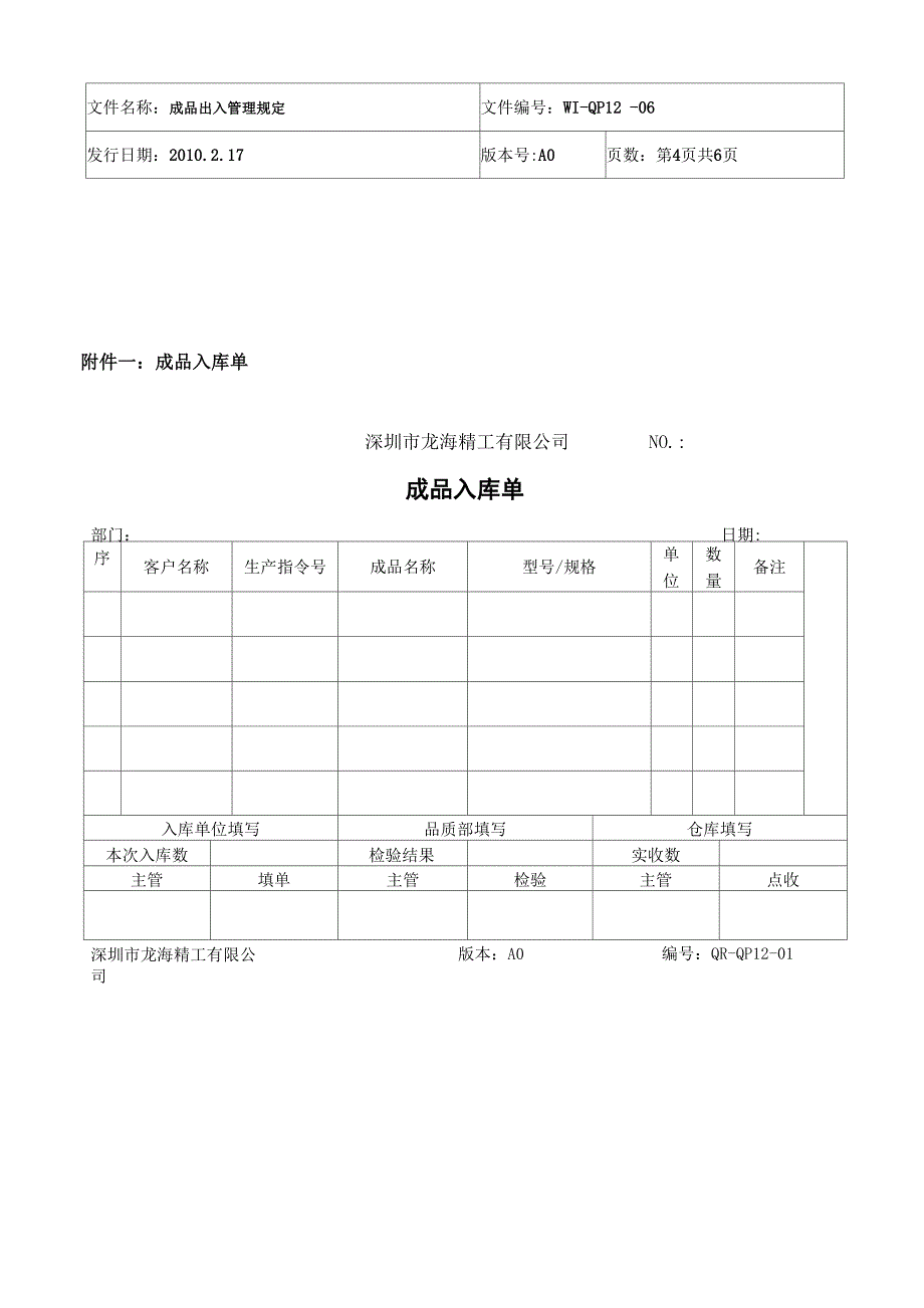 成品仓库管理规定成品入库、保管、出货及盘点工作程序_第4页