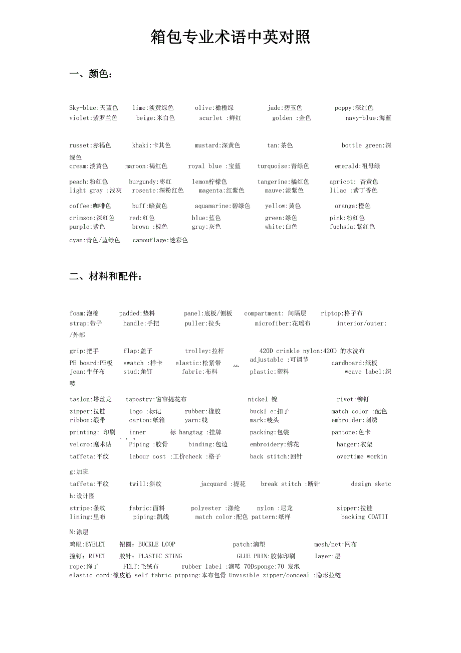 箱包专业术语_第1页